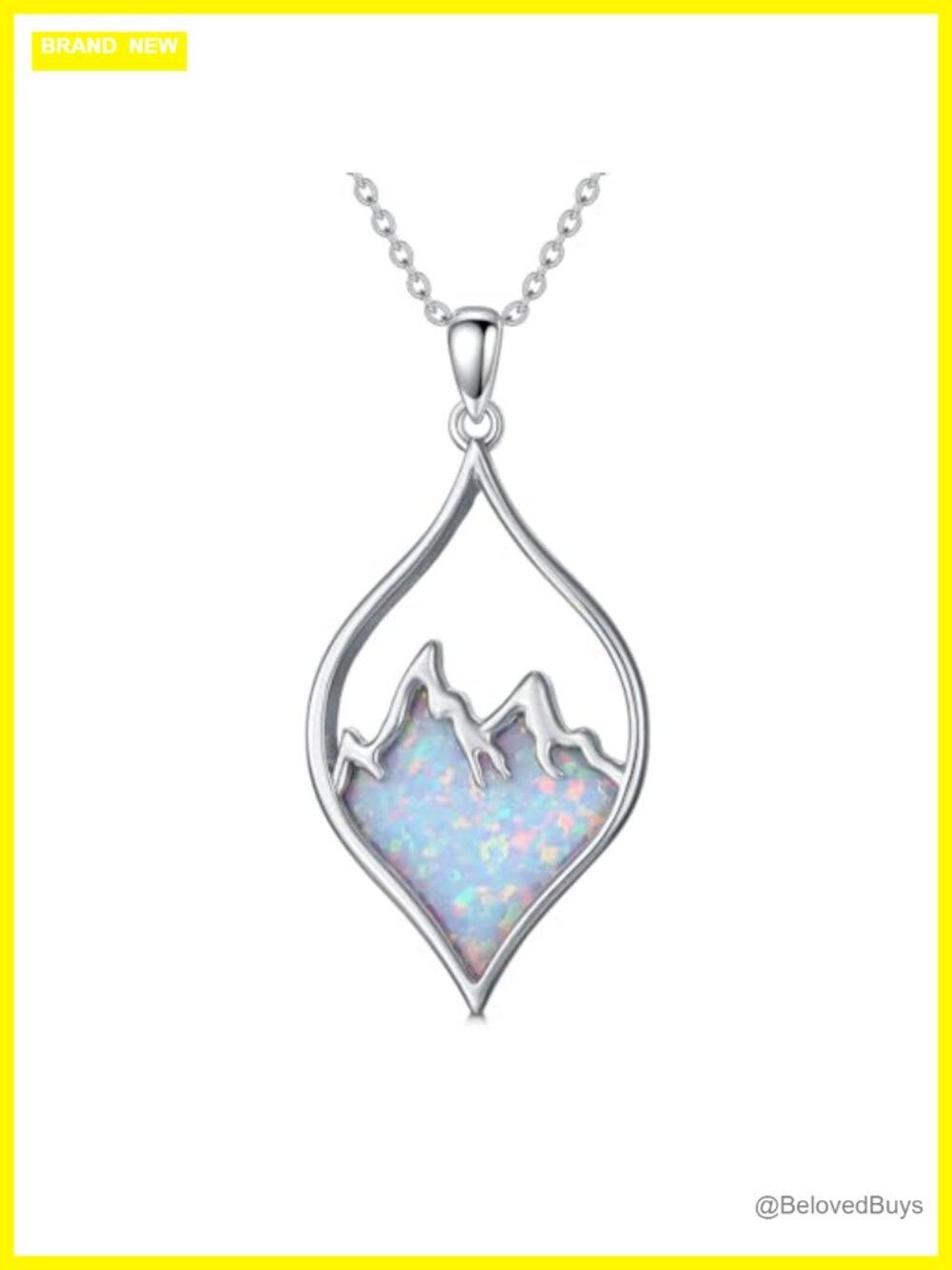 Opal Mountain Necklace 925 Sterling Silver Pendant Necklace